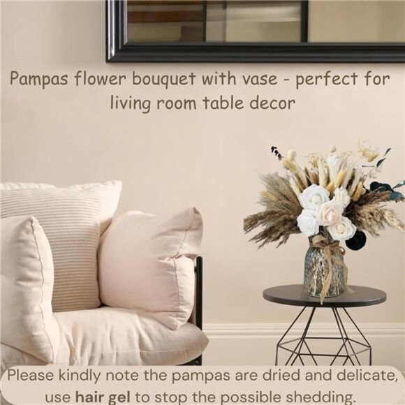 100pcs Artificial Flower Arrangements with Vase, Pampas Grass with Vase Included - Picture 5 of 7